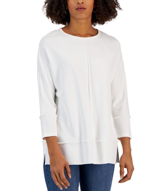 Jones New York Women's Serenity Knit With Three Quarter Length Dolman Sleeves Tunic White Size Large Product Image