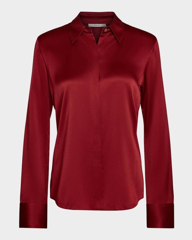 Slim-Fit Silk Satin Shirt Product Image