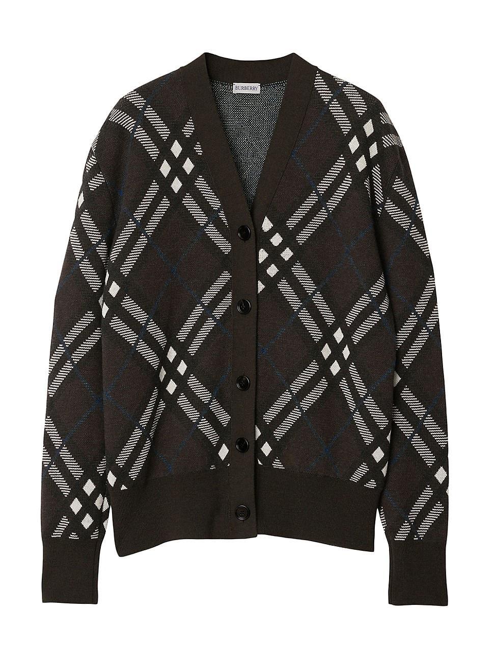 Womens Plaid Wool-Blend Cardigan Product Image