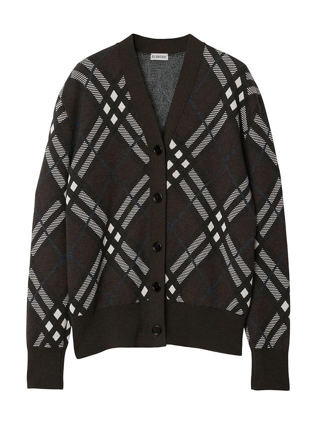 Womens Plaid Wool-Blend Cardigan Product Image