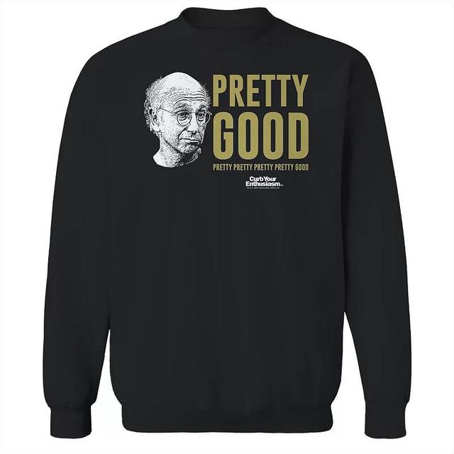 Mens Pretty Good Larry Face Curb Your Enthusiasm Graphic Fleece Crew Sweatshirt Product Image