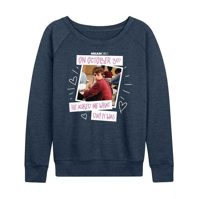 Womens Mean Girls October 3rd Lightweight French Terry Sweatshirt Heather Grey Product Image