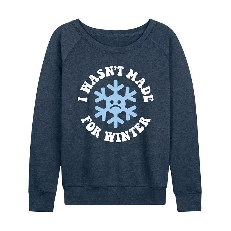 Womens I Wasnt Made For Winter Lightweight French Terry Sweatshirt, Girls Grey Blue Product Image