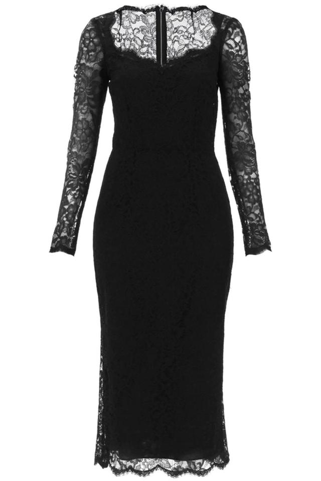 Floral Lace Midi Dress In Black Product Image