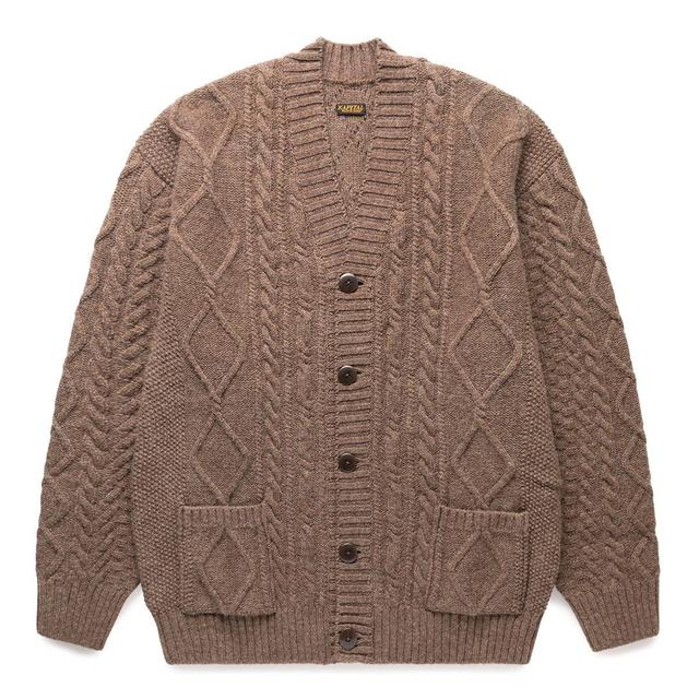 5G WOOL CABLE KNIT ELBOW-CATPITAL CARDIGAN Male Product Image