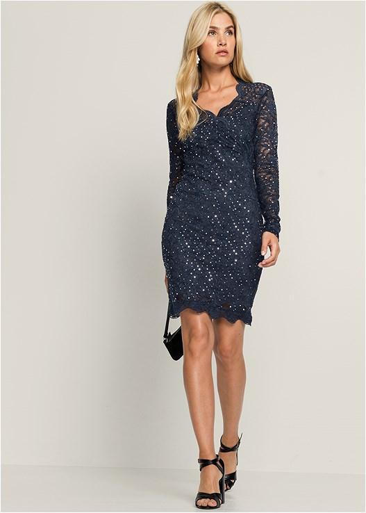 Lace Sparkle Mini Dress Product Image