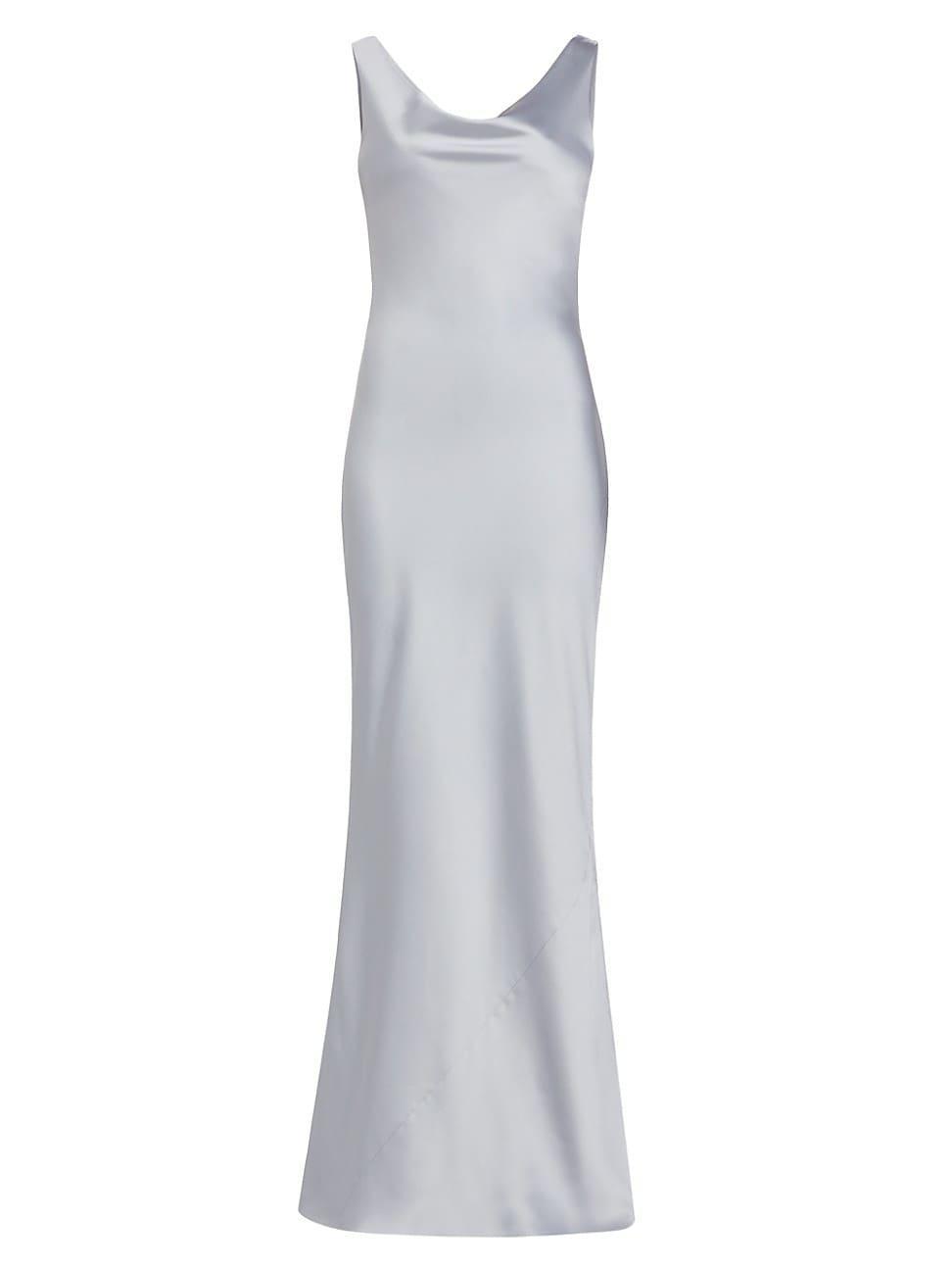 Womens Satin Cowlneck Sleeveless Gown Product Image