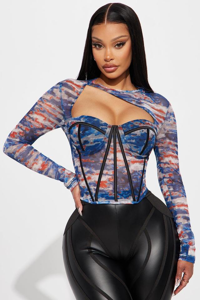 Crazy In Love Mesh Corset Top - Blue/combo Product Image