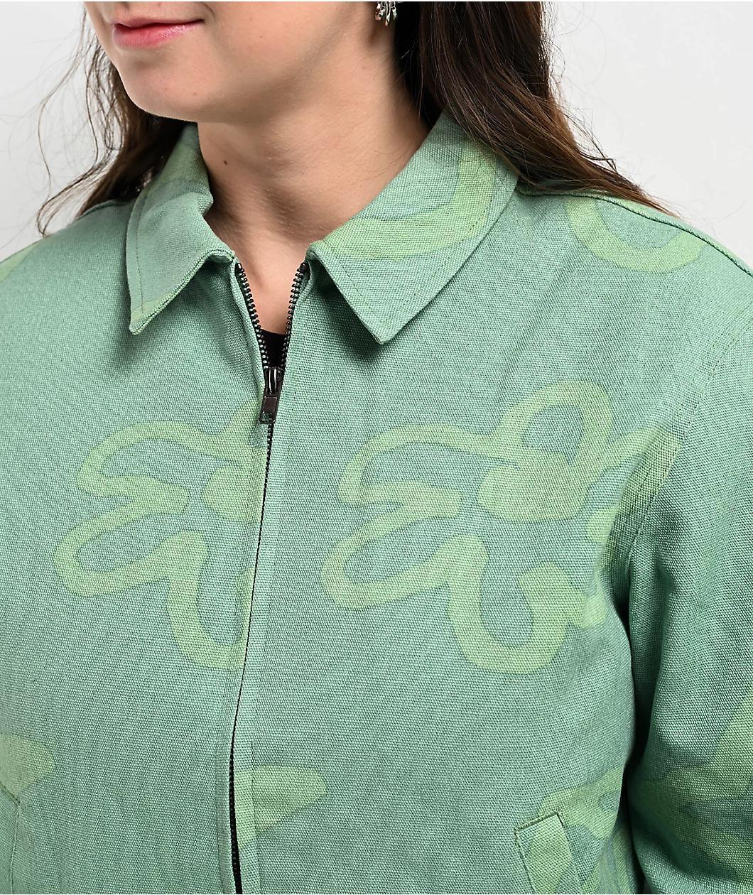 Petals by Petals and Peacocks Green Crop Work Jacket Product Image