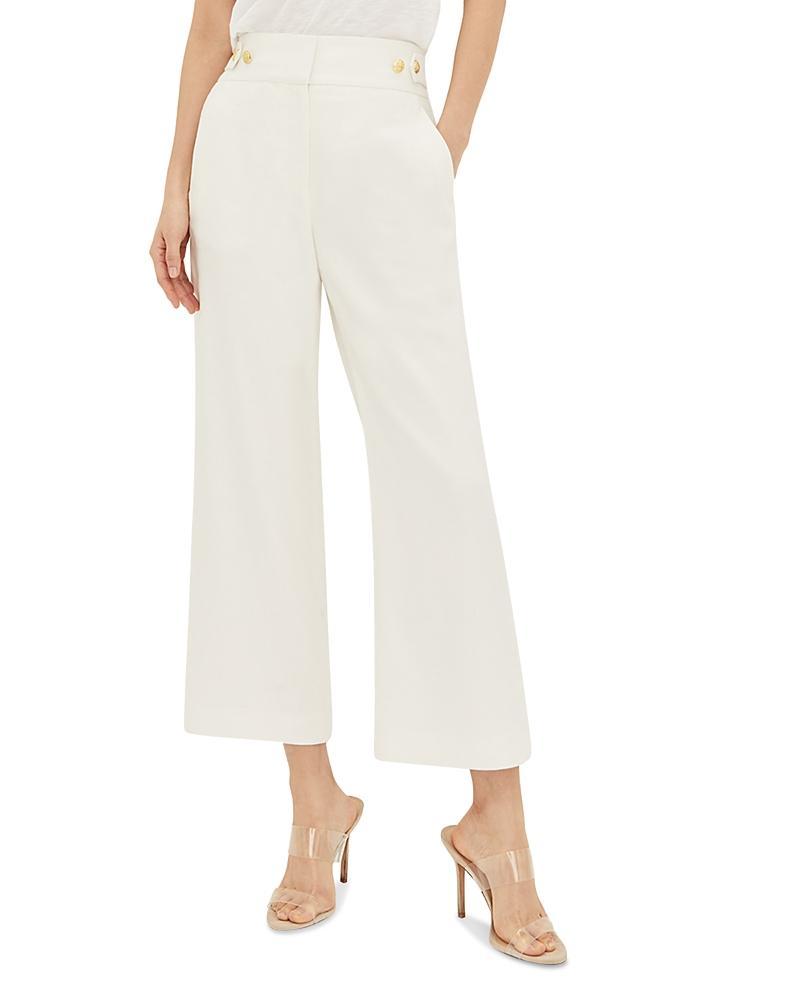 Veronica Beard Aubrie Flare Crop Linen Blend Pants Product Image