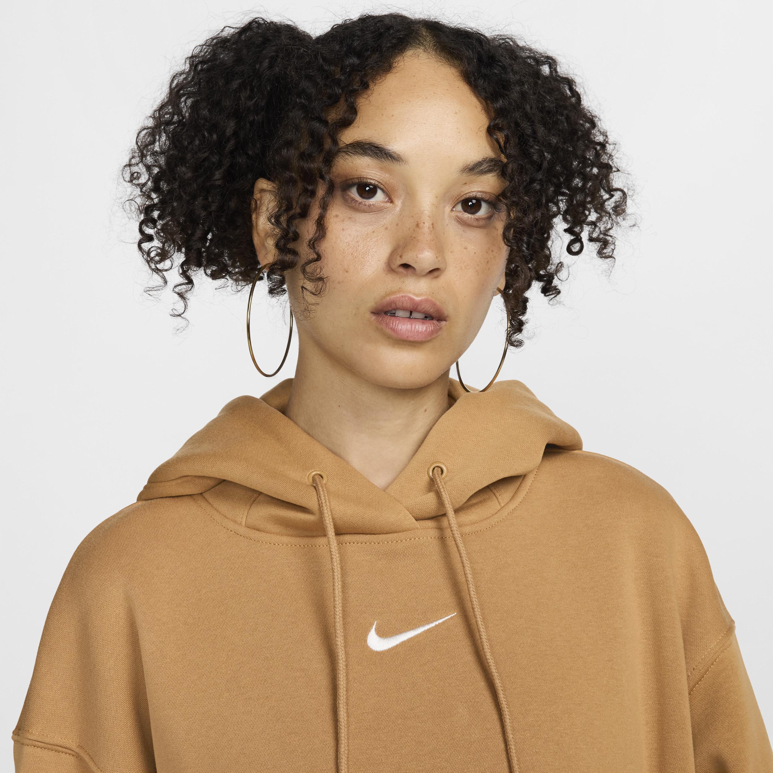 Nike Womens Phoenix Fleece OS Pullover Hoodie - Flax/Sail Product Image