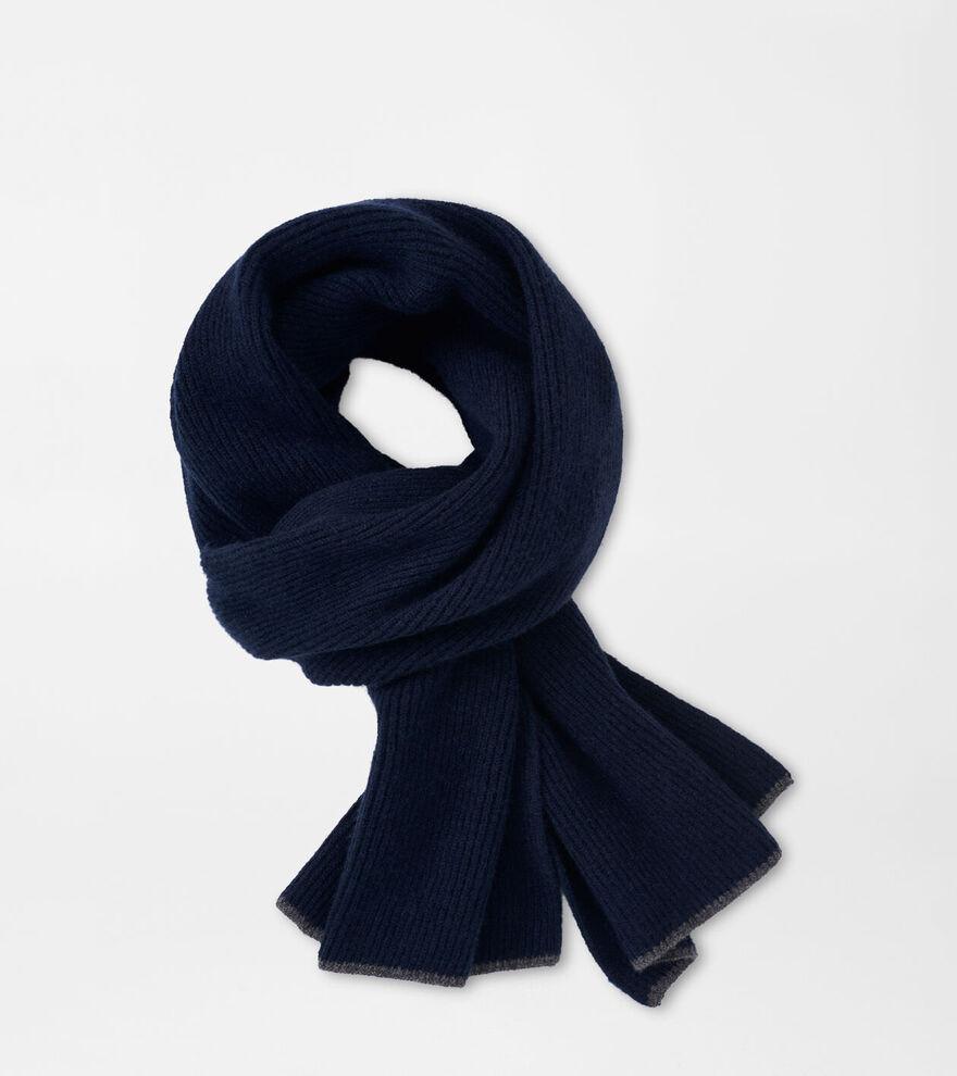 Peter Millar Mens Cashmere English Rib Scarf | Color: Navy | Size: OS Product Image