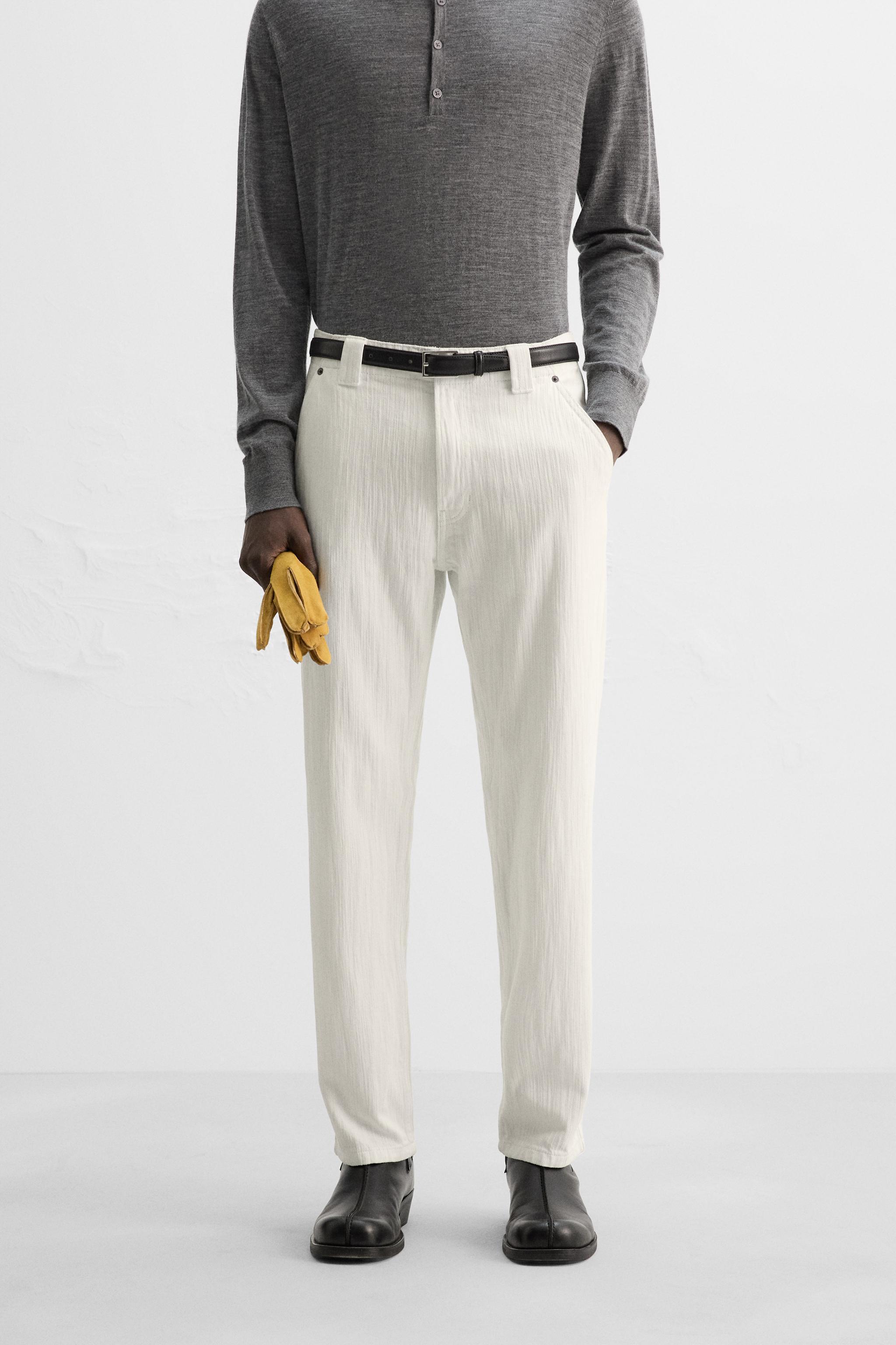 TEXTURED DENIM CHINO PANTS Product Image