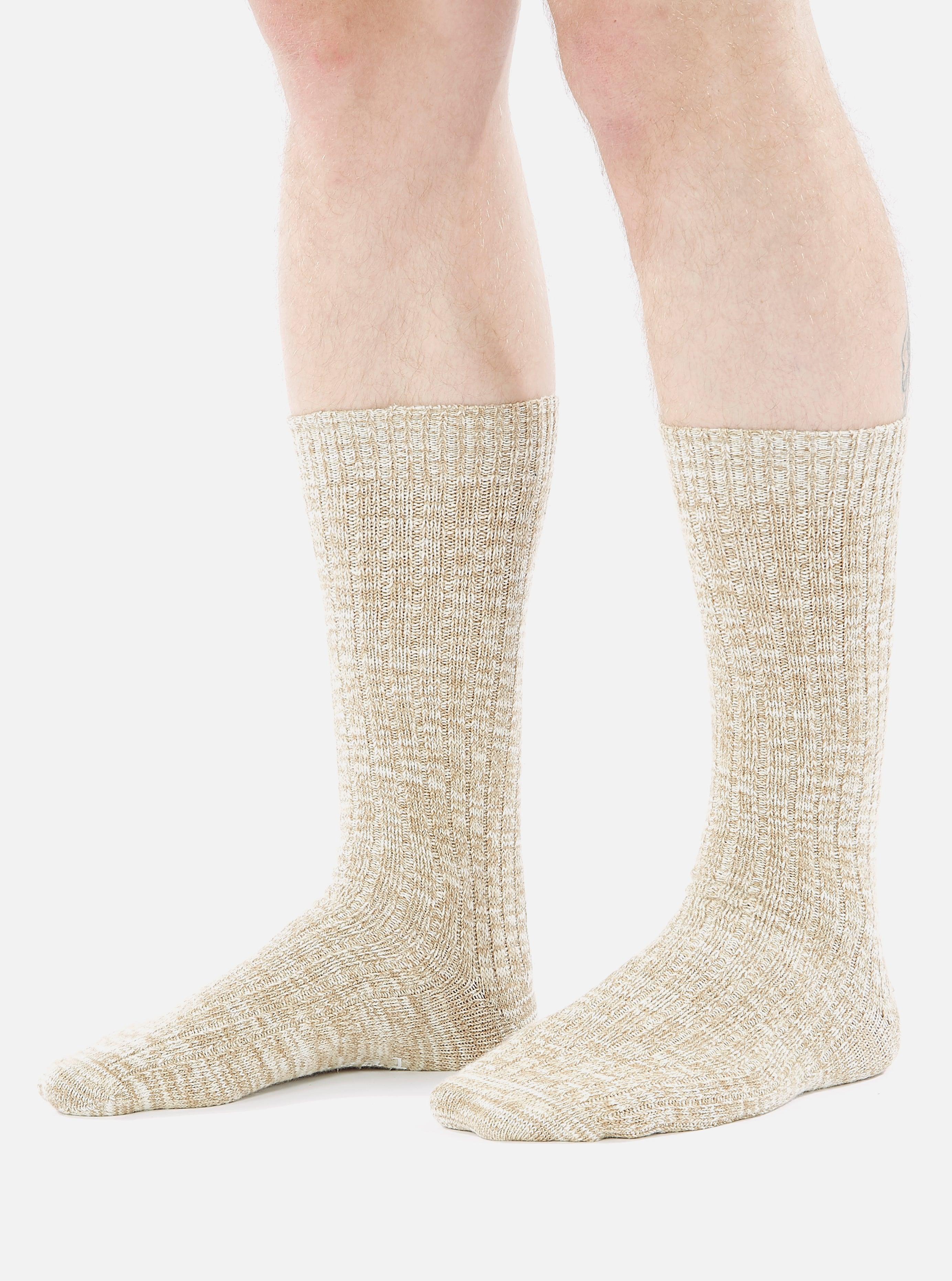 Universal Works Slub Sock in Dark Sand Slub Knit Product Image