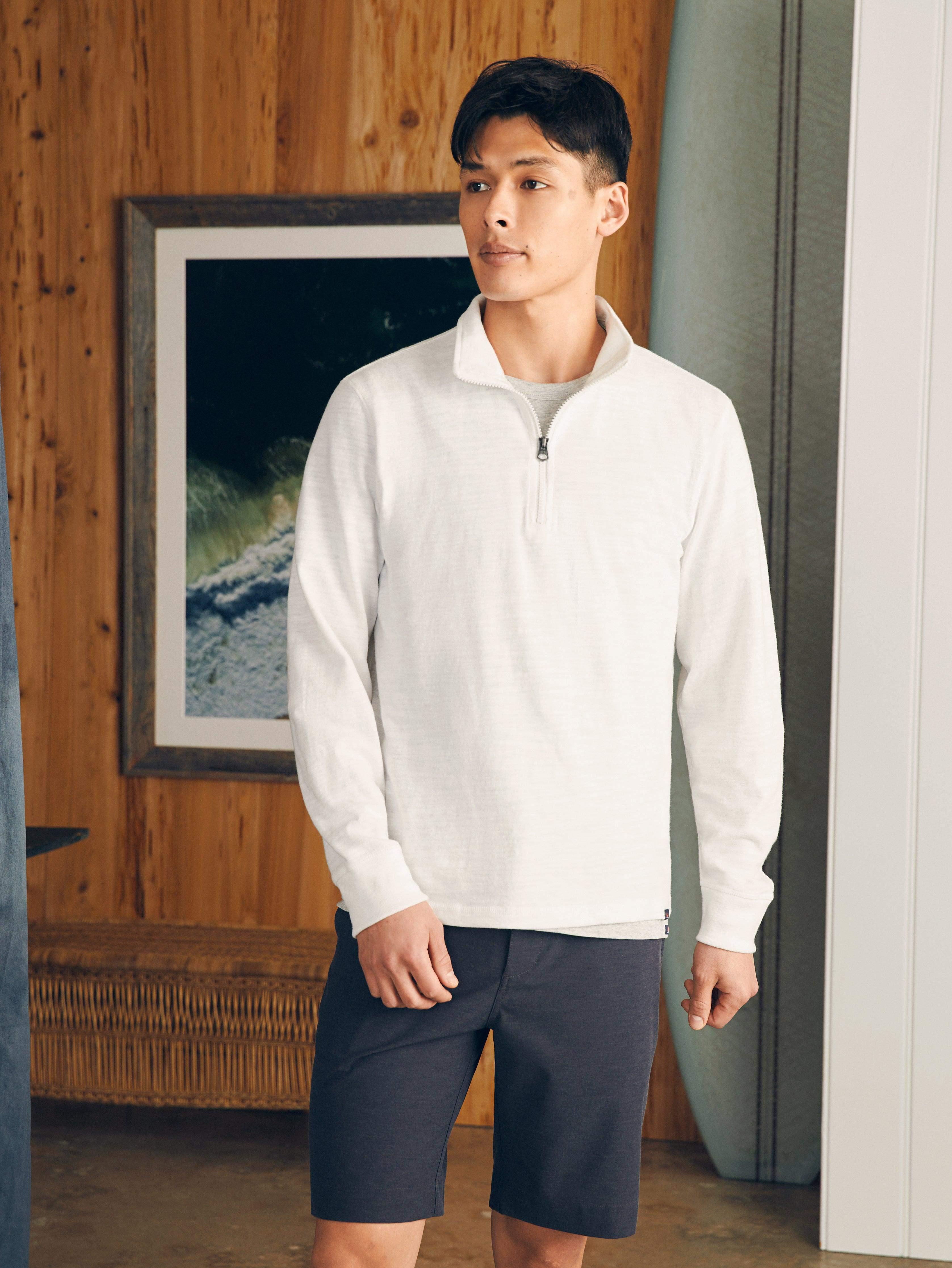 Sunwashed Slub Quarter Zip - White Male Product Image