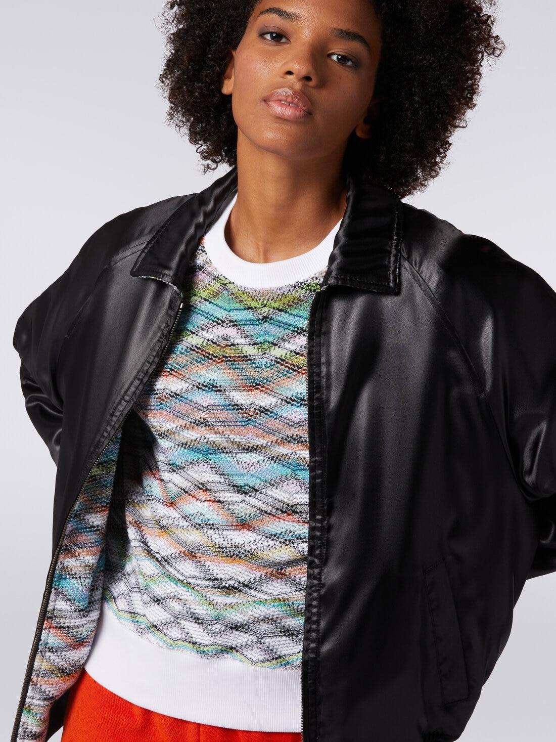 Reversible bomber jacket in satin knit with lurex Black | Missoni Product Image