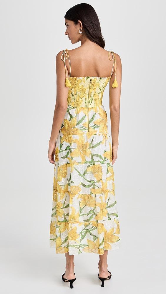 alice + olivia Marna Tiered Midi Tie Strap Dress | Shopbop Product Image