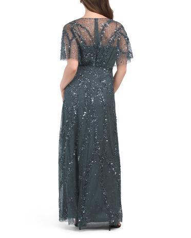 Lavinia Fully Embellished Capelet Gown for Women Product Image