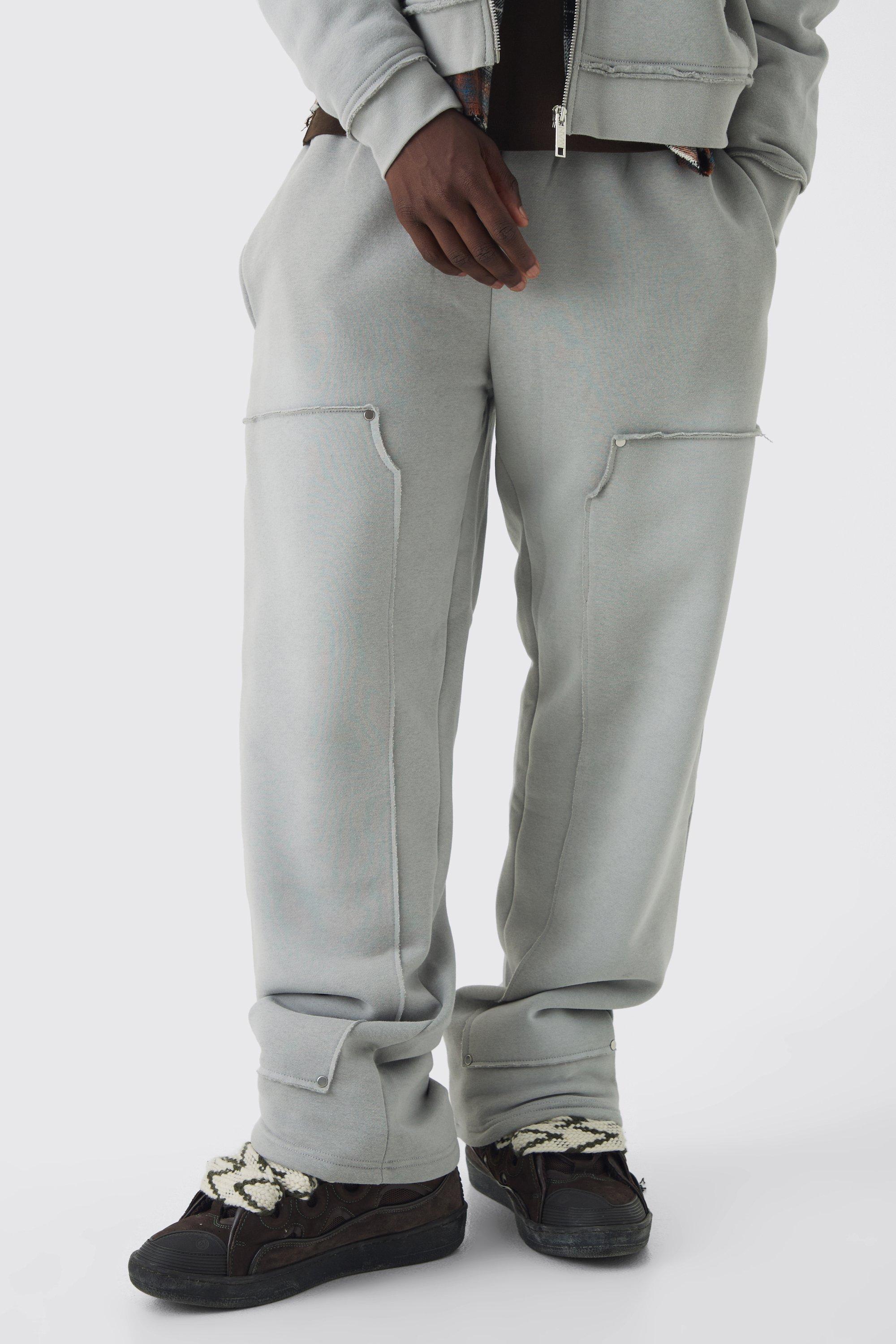 Relaxed Applique Distressed Carpenter Brushback Sweatpants | boohooMAN USA Product Image