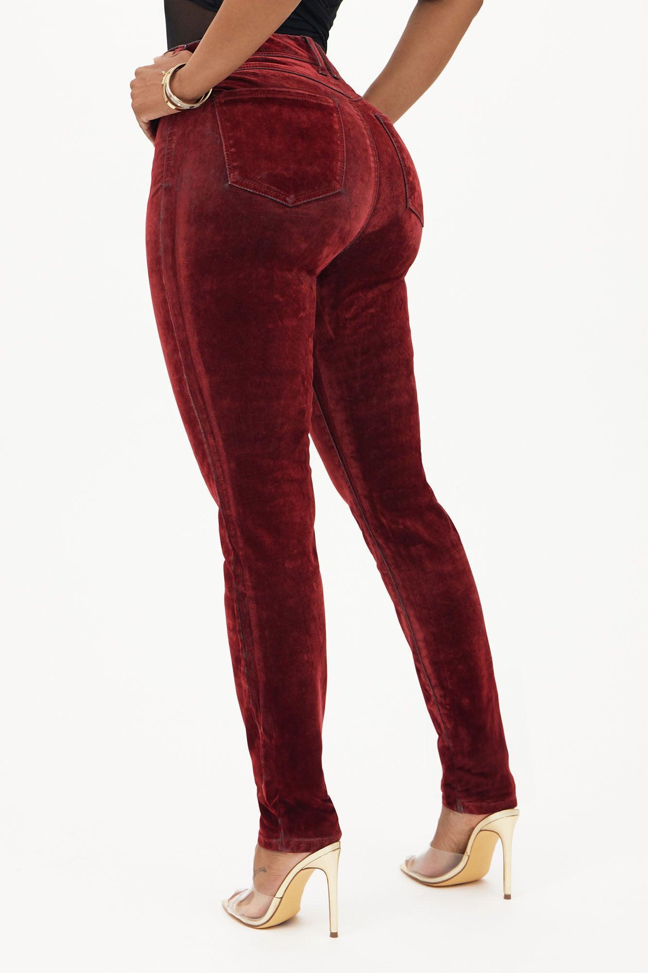 Feeling Fine Flocked Stretch Skinny Jeans - Red Product Image