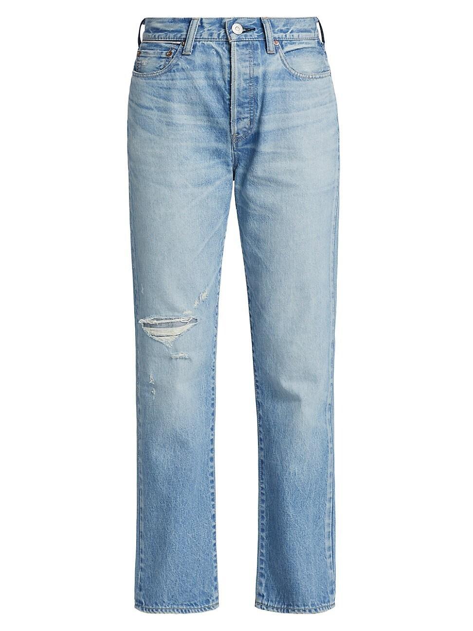 Womens Cliffdale High-Rise Distressed Straight Jeans Product Image