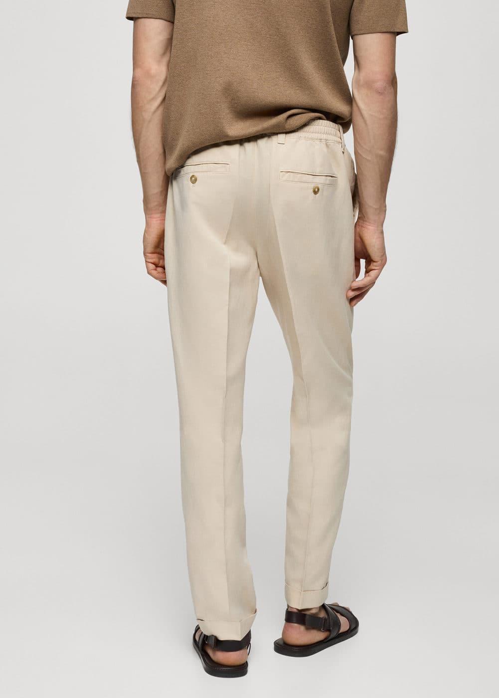 Mango Mens Linen-Blend Slim-Fit Drawstring Pants Product Image