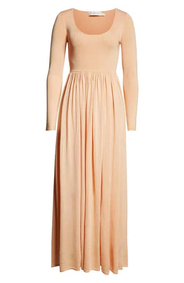 ZIMMERMANN Natura Pleated Maxi Dress In Peach Product Image