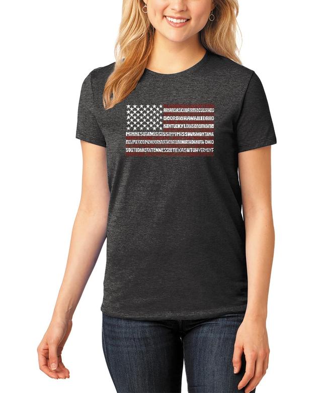 La Pop Art Womens Premium Blend 50 States Usa Flag Word Art T-shirt Product Image