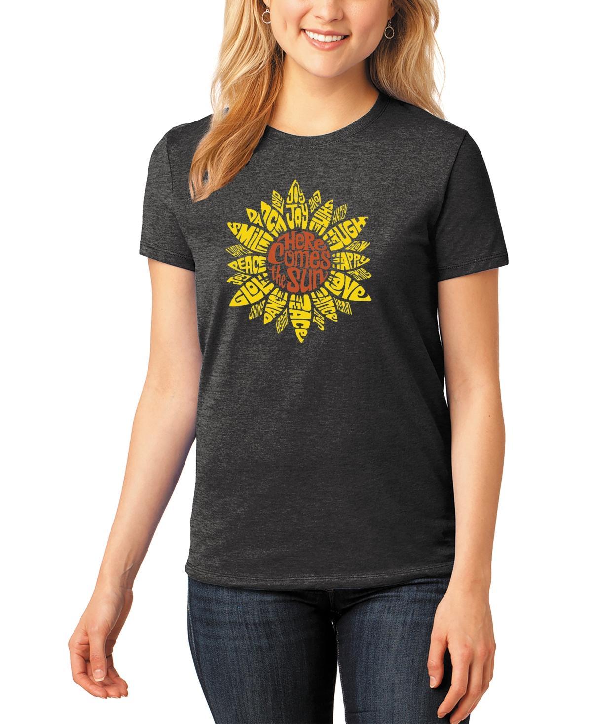 La Pop Art Womens Premium Blend Sunflower Word Art T-shirt Product Image