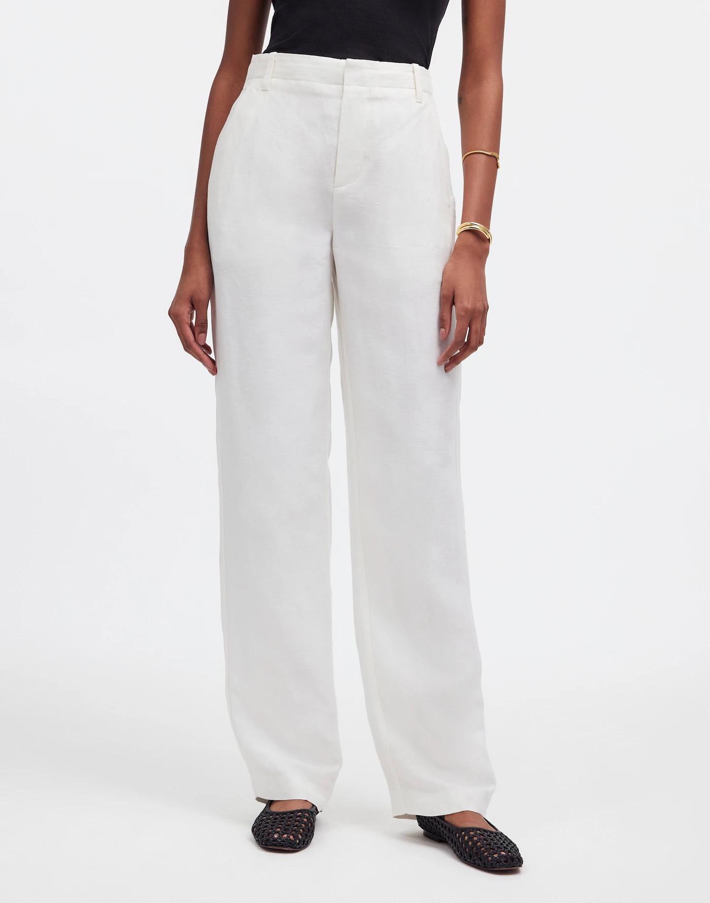 Mid-Rise Straight Pants in Linen Blend Product Image