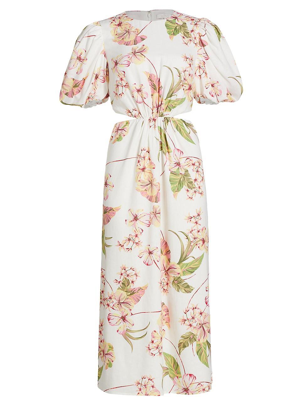 Womens Floral Cut-Out Midi Dress Product Image