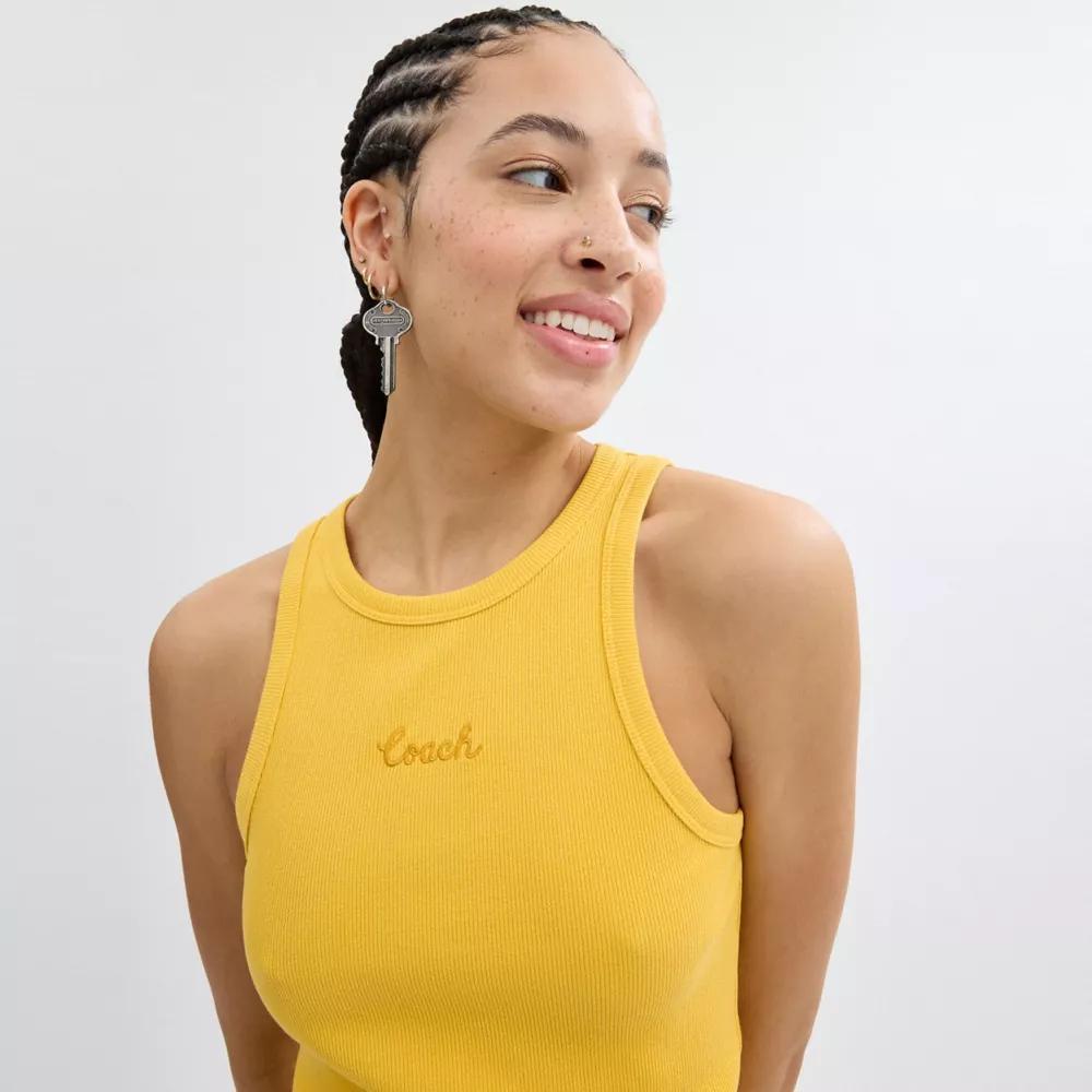 Ribbed Coach Script Tank Top Product Image