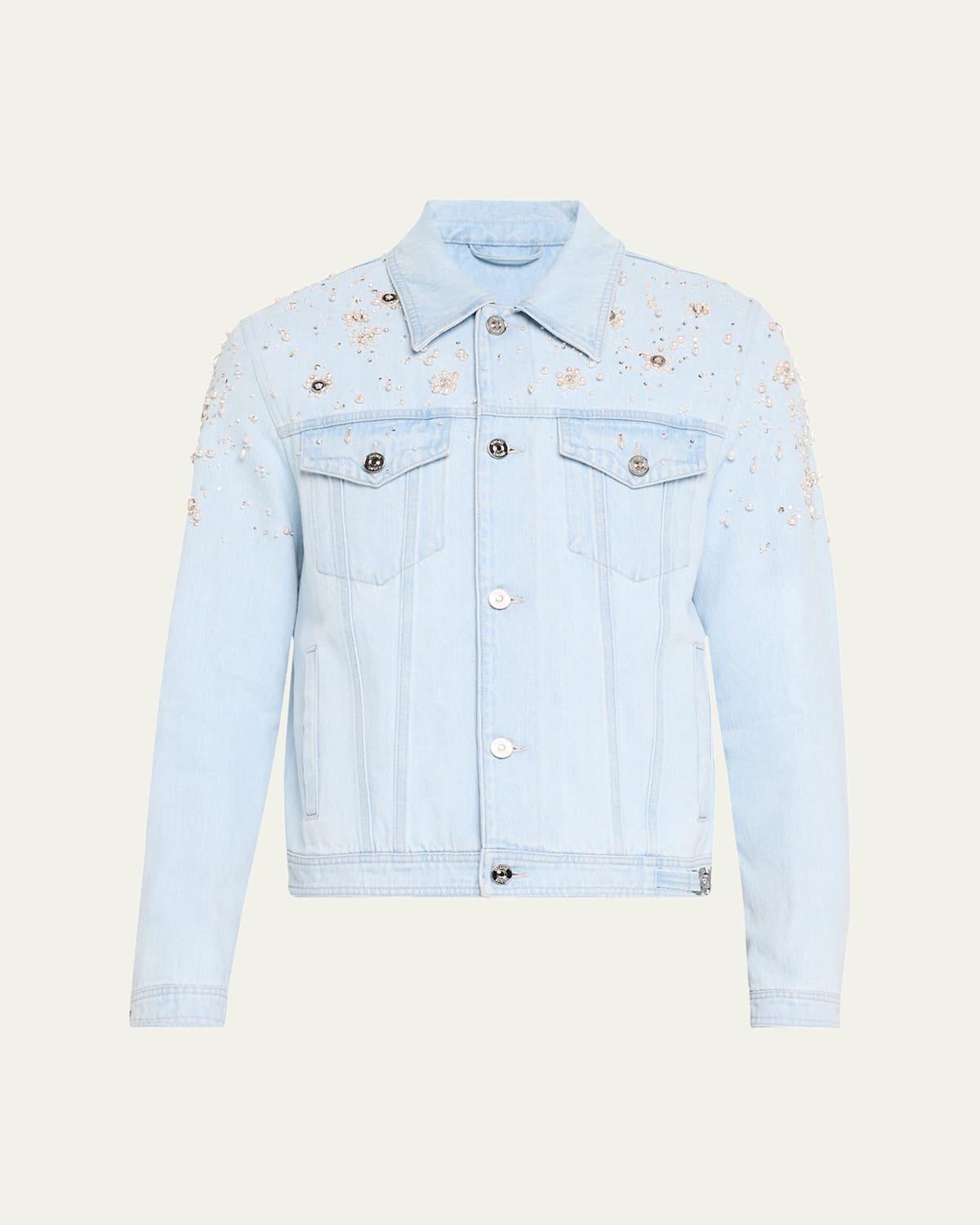 Mens Pearly Embellished Denim Jacket Product Image