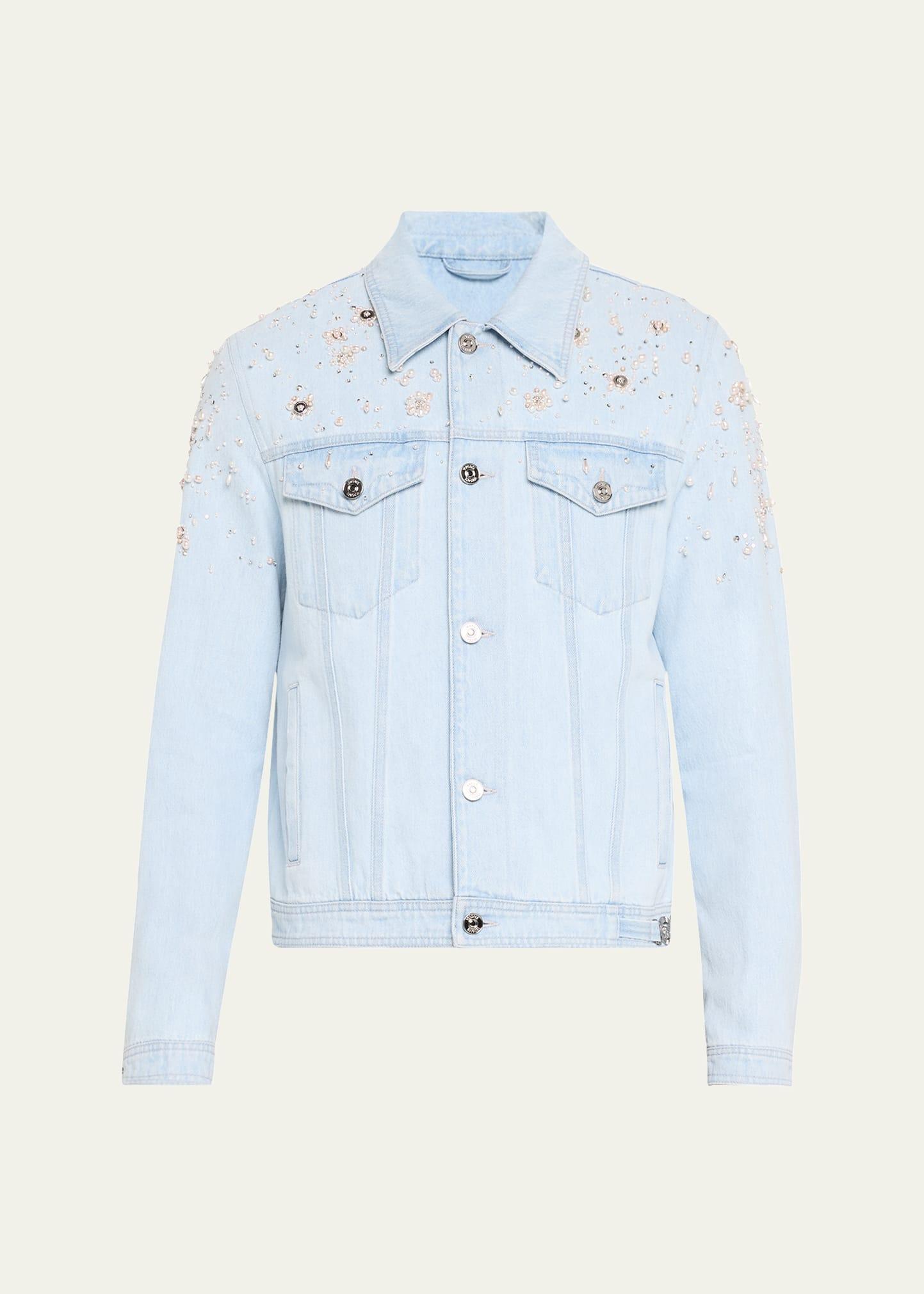 Mens Pearly Embellished Denim Jacket Product Image