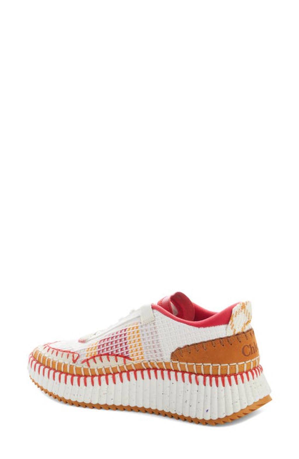 CHLOÉ Nama Stitch Walking Sneakers In Orange Product Image