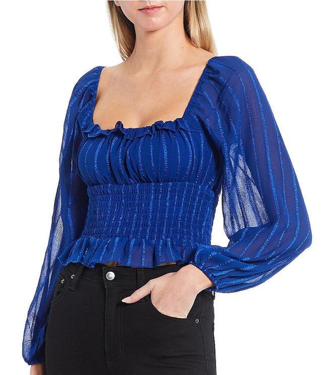 Evolutionary Long Sleeve Ruffle Hem Peplum Top Product Image