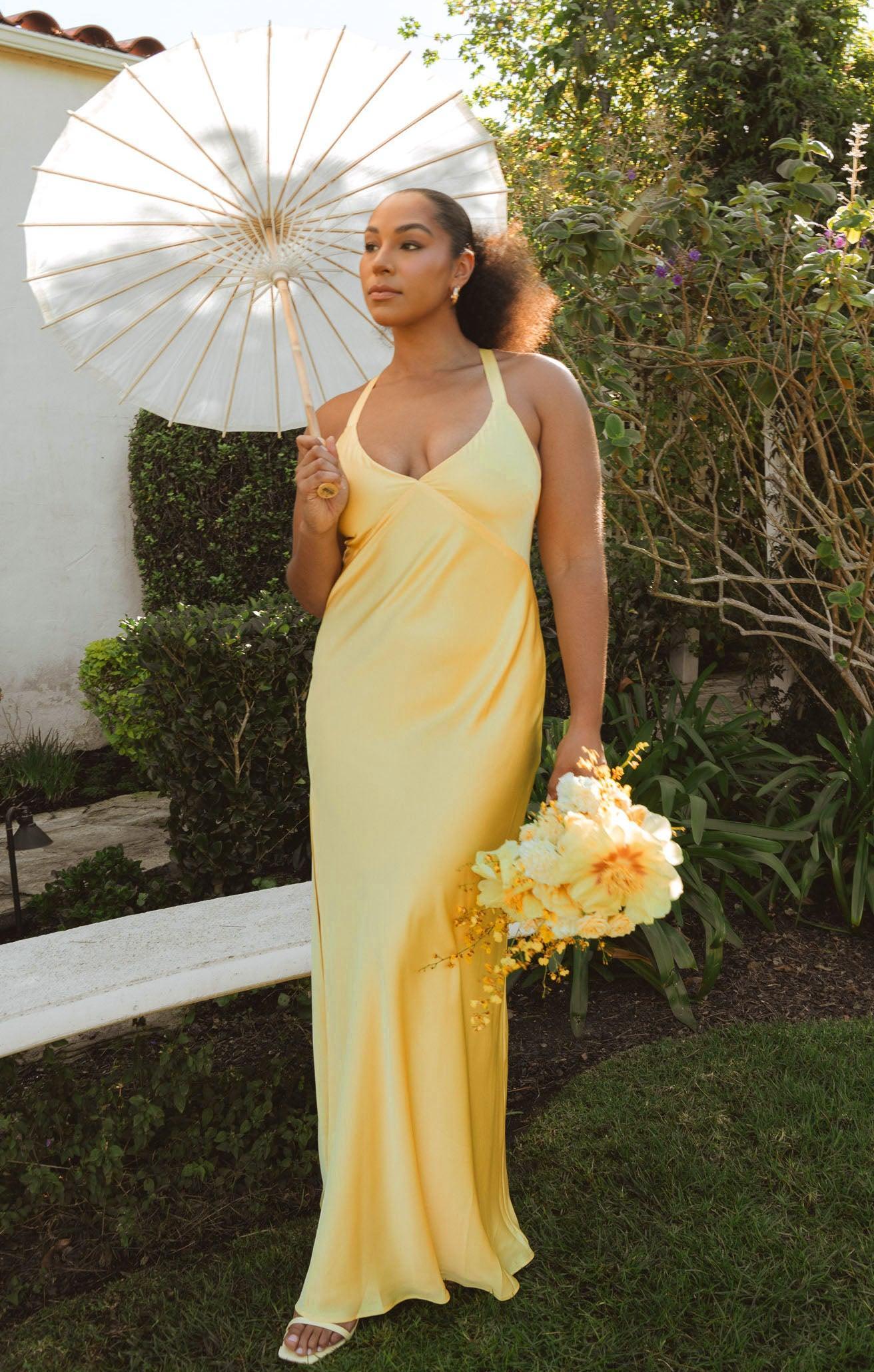 Anderson Maxi Dress ~ Yellow Luxe Satin Product Image