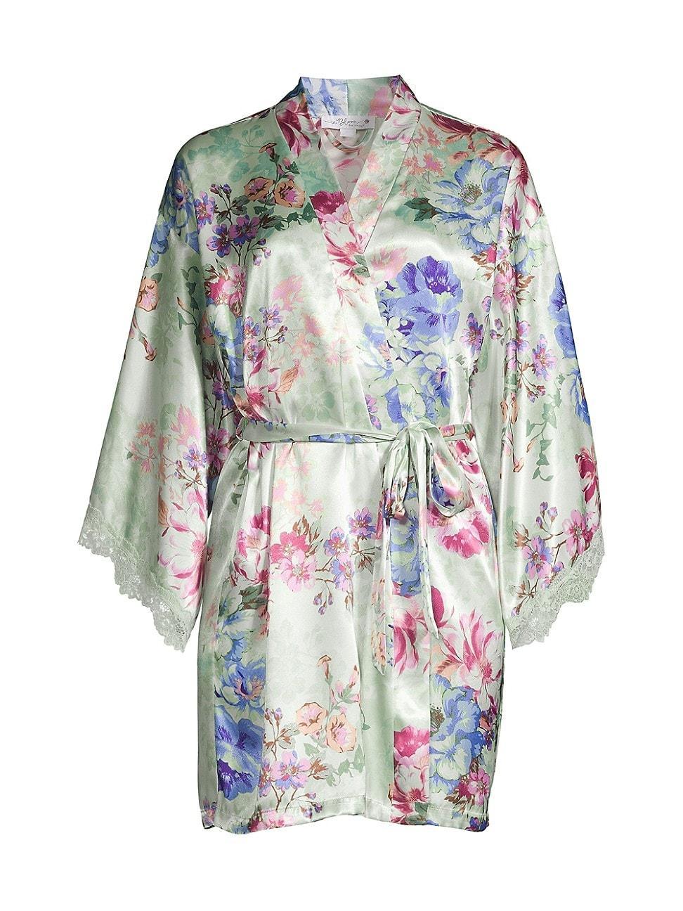 Womens Madelyn Floral Satin & Lace Robe Product Image