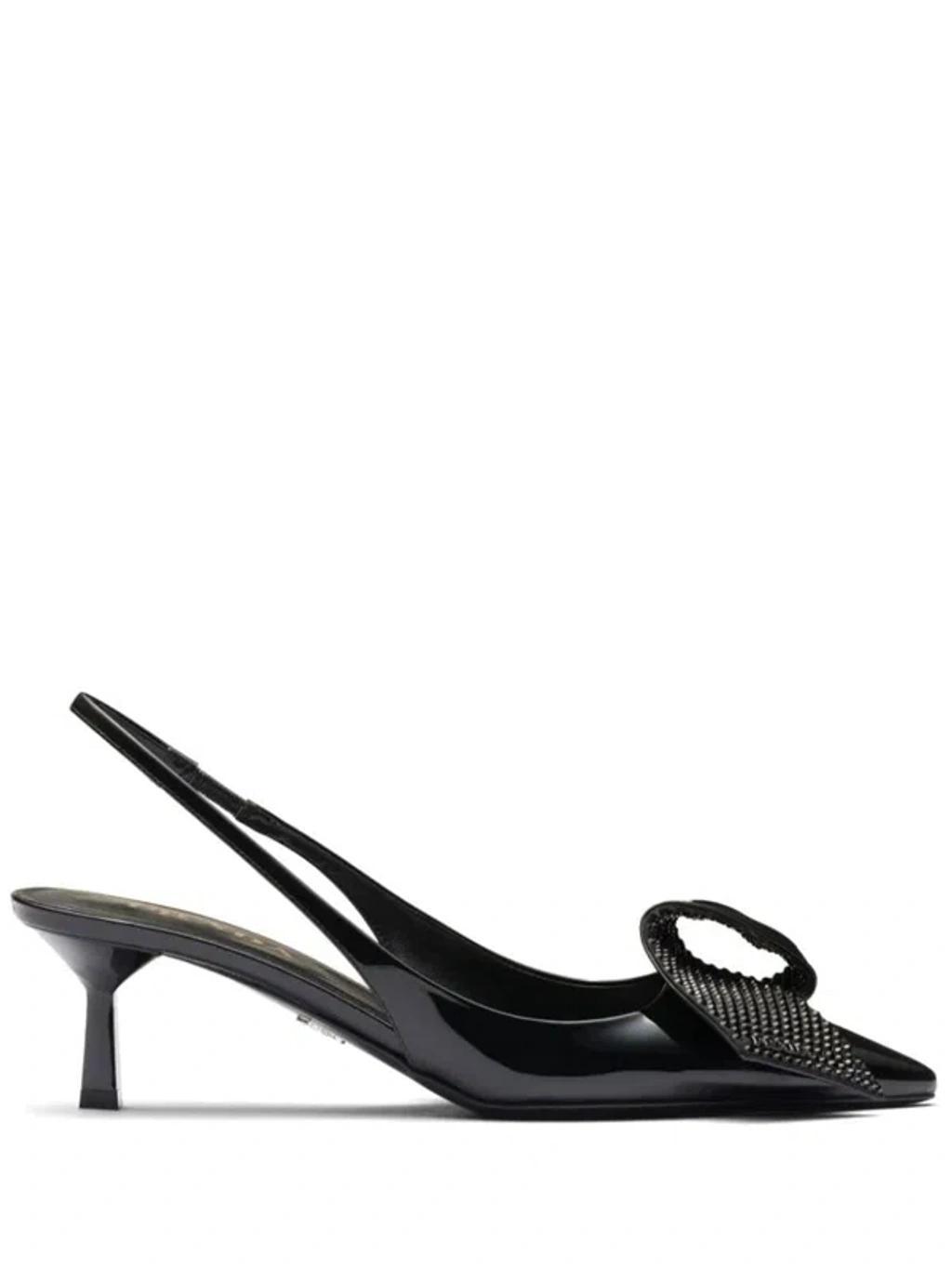 PRADA Embellished Slingback Pumps In Black Product Image