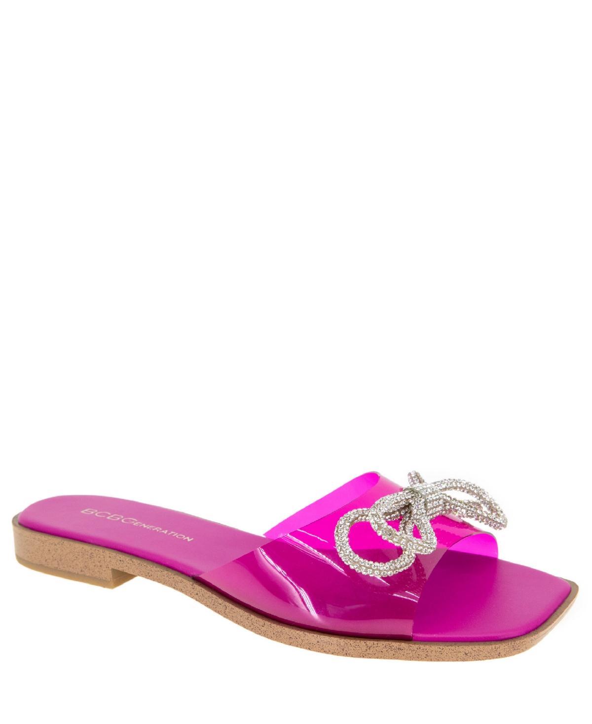 BCBGeneration Laffi Womens Rhinestone Bow Slide Sandal Product Image