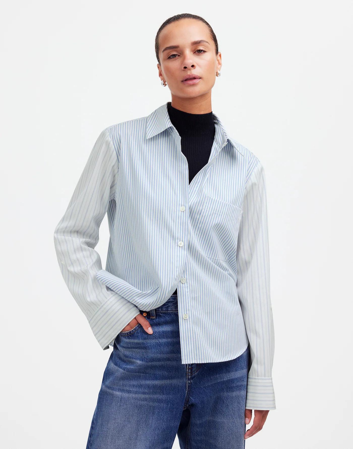 Easy Y-Neck Button-Up Shirt Product Image