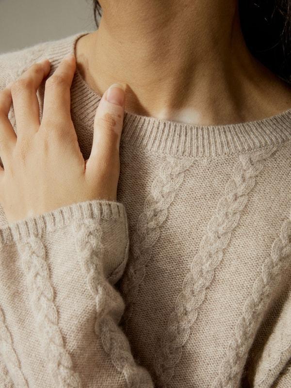 Semi-Sheer Cable-knit Cashmere Sweater Product Image