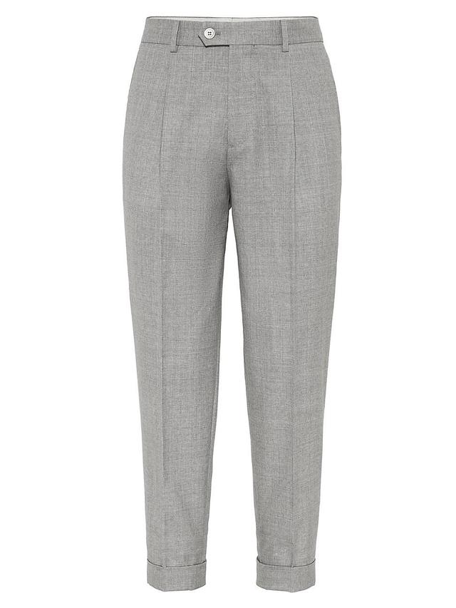 Mens Virgin Wool Fresco Leisure Fit Trousers With Pleats Product Image