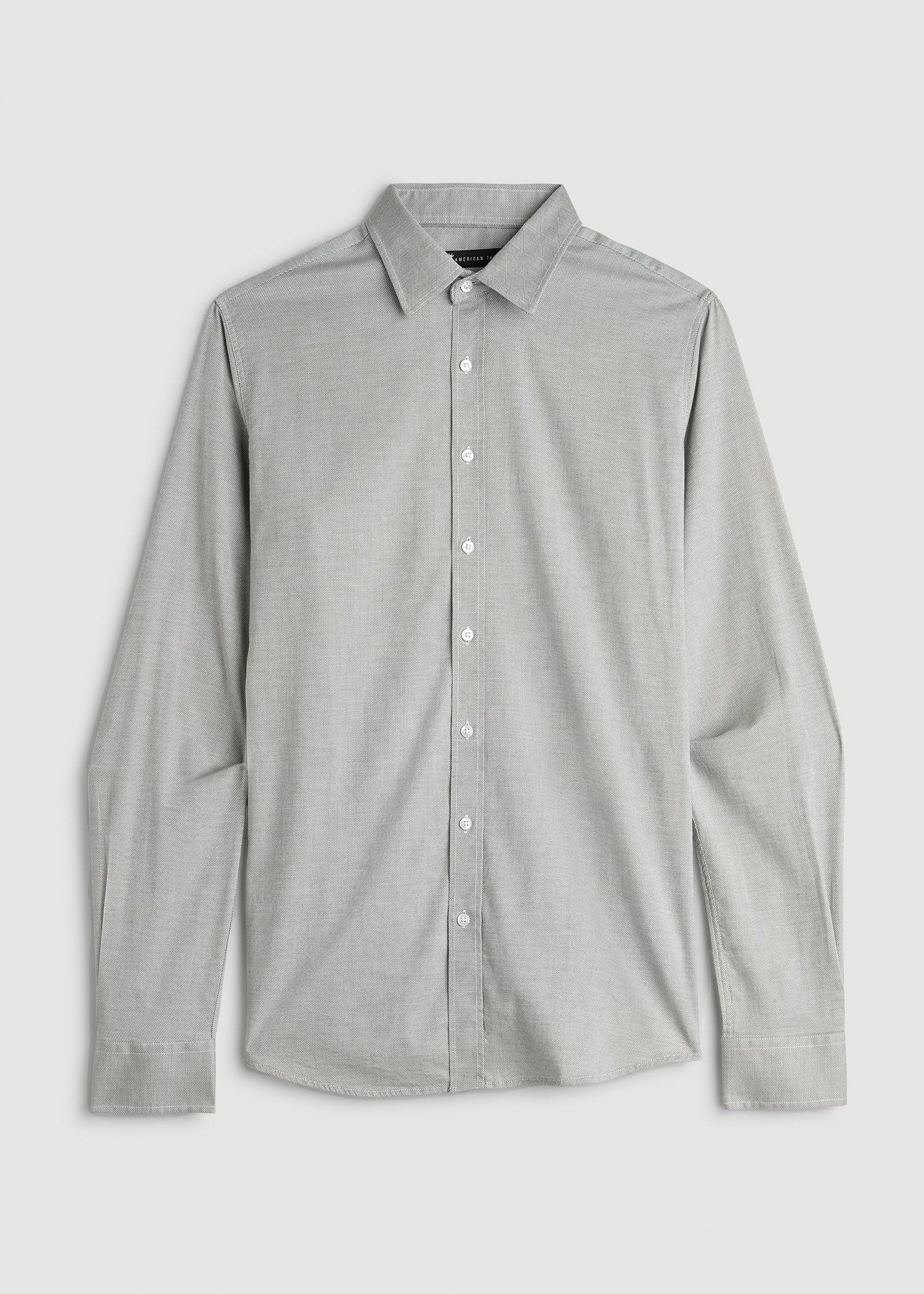 Oskar Button-Up Dress Shirt for Tall Men in Light Green Dobby Male Product Image