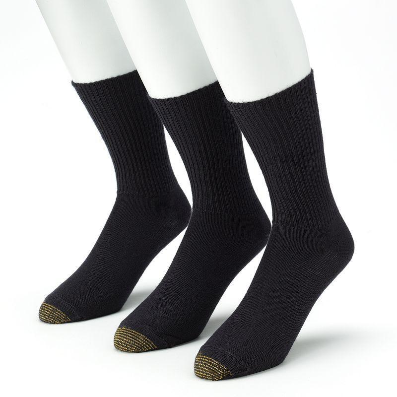 Mens GOLDTOE 3-pk. Fluffies Crew Socks Black Product Image