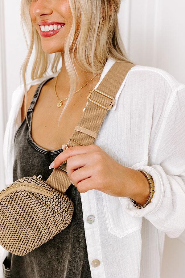 Statement Piece Woven Fanny Pack in Beige Product Image