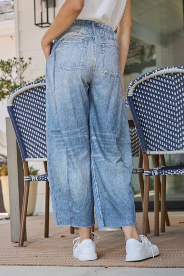 Faux Denim Barrel Pants Product Image