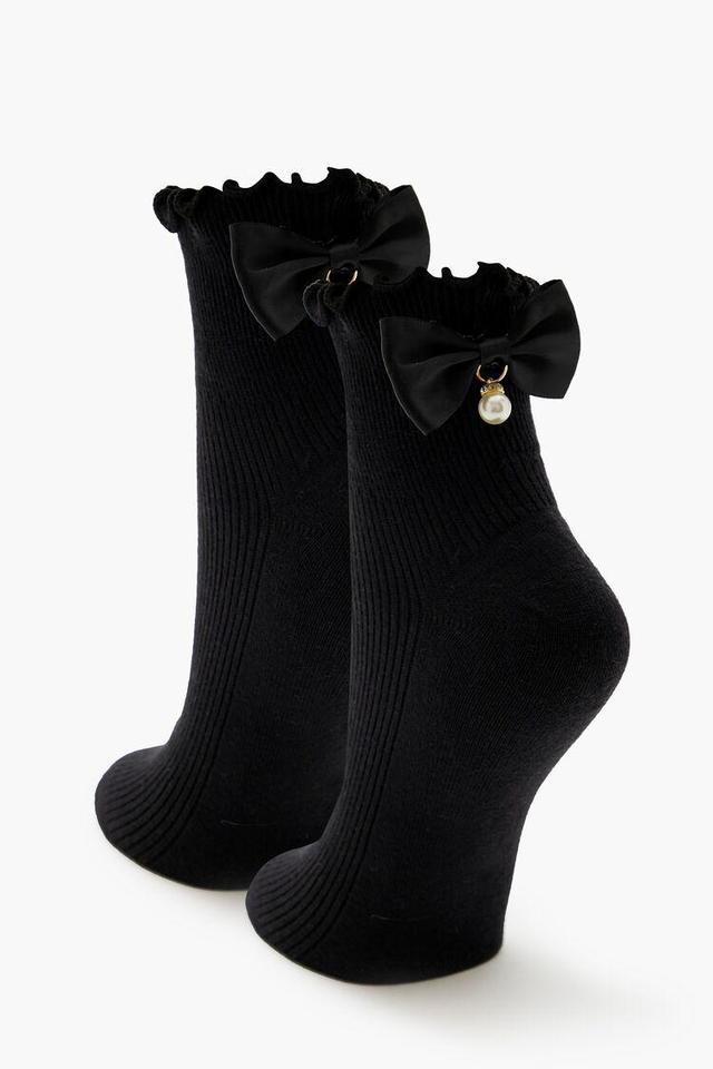 Faux Pearl Bow Crew Socks | Forever 21 Product Image