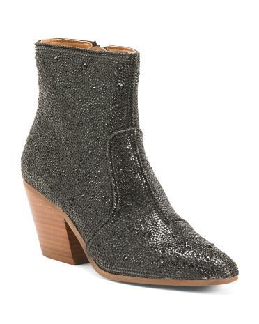 Rita Crystal Western Booties for Women | Textile/Metal Product Image