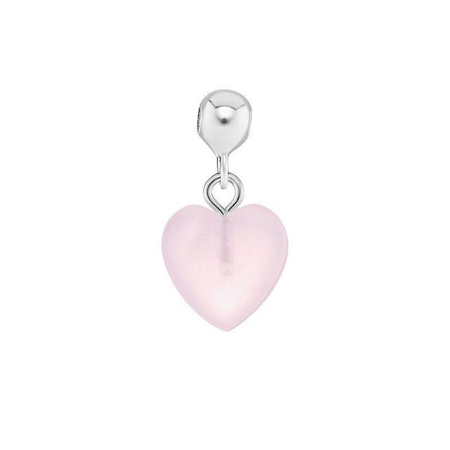 PRIMROSE Sterling Silver Polished Glass Heart Sliding Charm, Womens, Sterling Pink Product Image